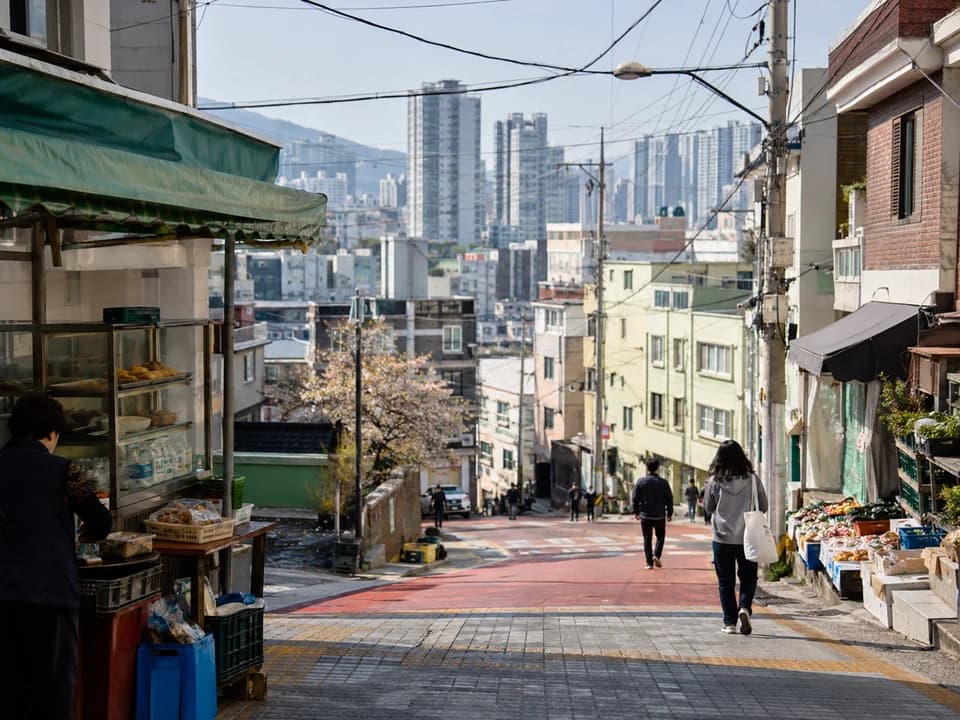 釜山清晨街区气氛
