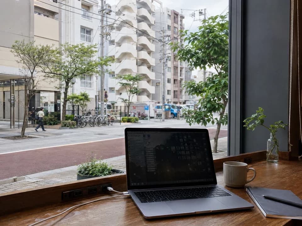 冲绳/那霸咖啡桌与远程工作氛围