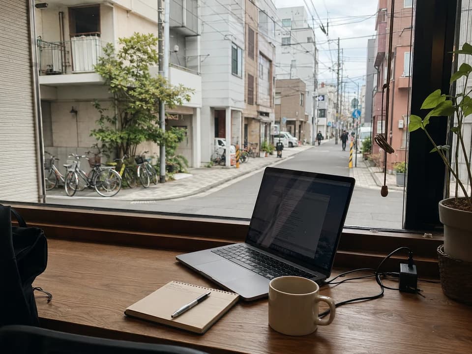 札幌咖啡桌与远程工作氛围